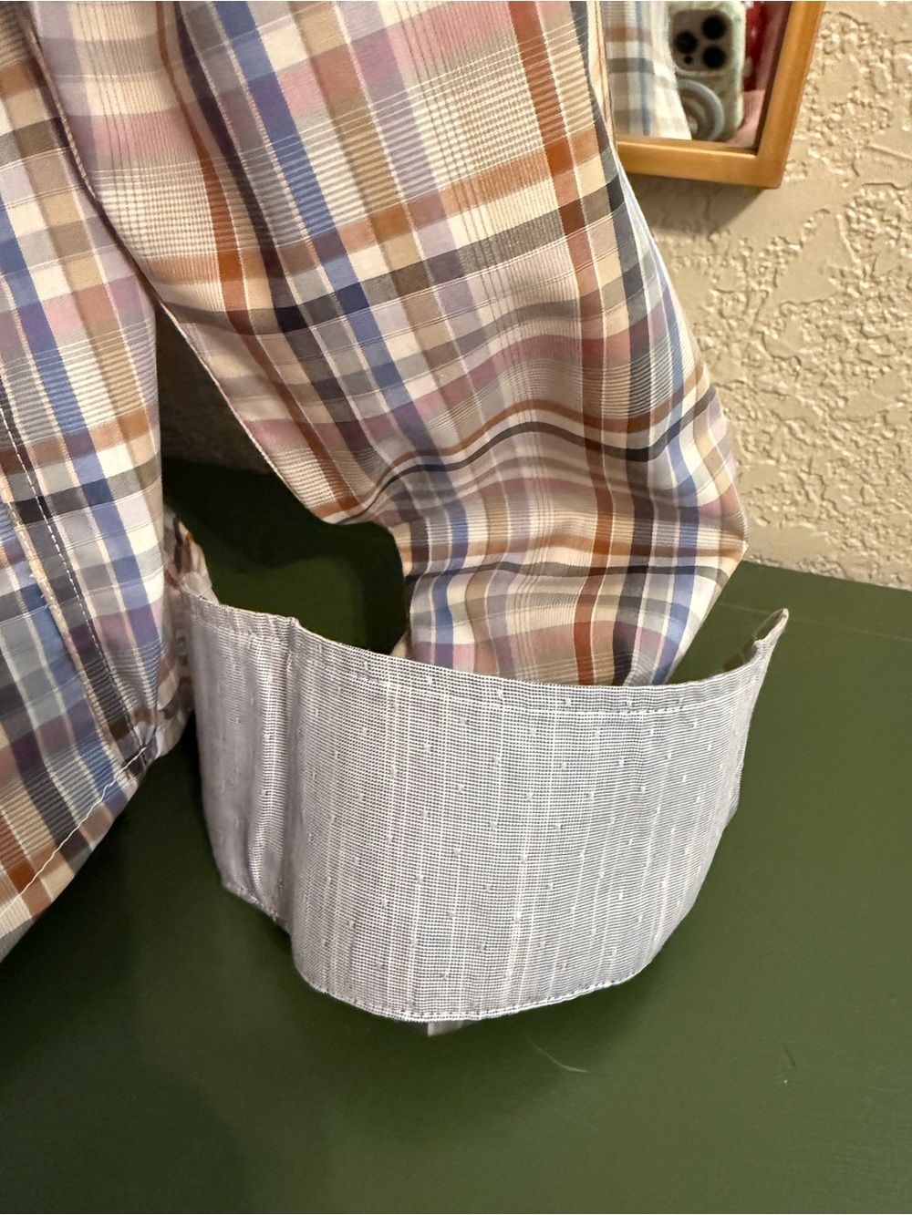 Plaid Ruffle-Collar Button-Down Multi Color - Picture 2 of 8